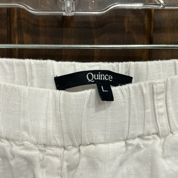 Quince Women's White European Linen Pants sz L NWT Relaxed Elastic Waist - Picture 3 of 4